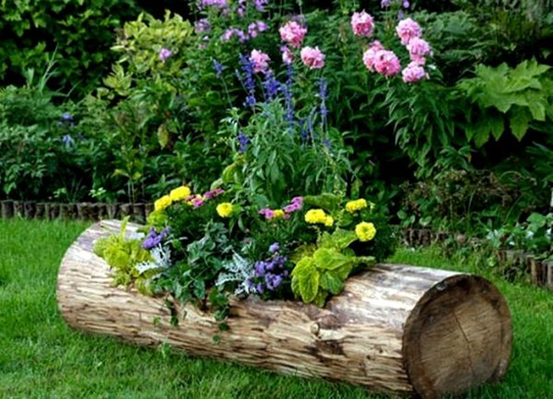 Incredibly beautiful DIY flowerbed ideas from logs - original ...